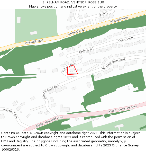 3, PELHAM ROAD, VENTNOR, PO38 1UR: Location map and indicative extent of plot