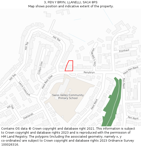 3, PEN Y BRYN, LLANELLI, SA14 8PS: Location map and indicative extent of plot