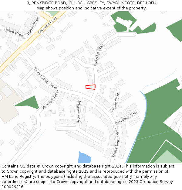 3, PENKRIDGE ROAD, CHURCH GRESLEY, SWADLINCOTE, DE11 9FH: Location map and indicative extent of plot