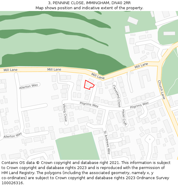 3, PENNINE CLOSE, IMMINGHAM, DN40 2RR: Location map and indicative extent of plot