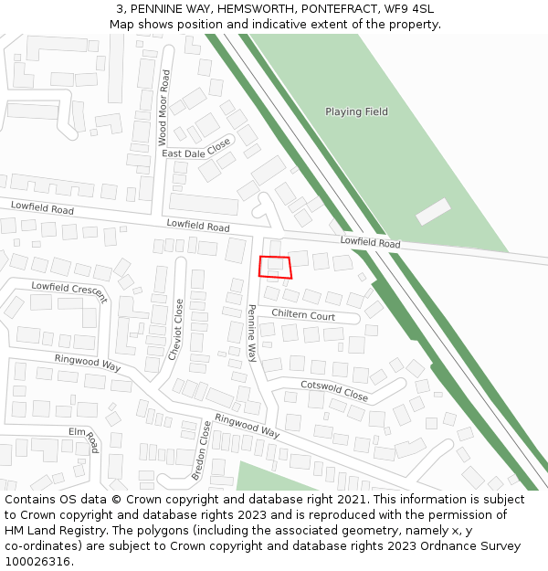 3, PENNINE WAY, HEMSWORTH, PONTEFRACT, WF9 4SL: Location map and indicative extent of plot