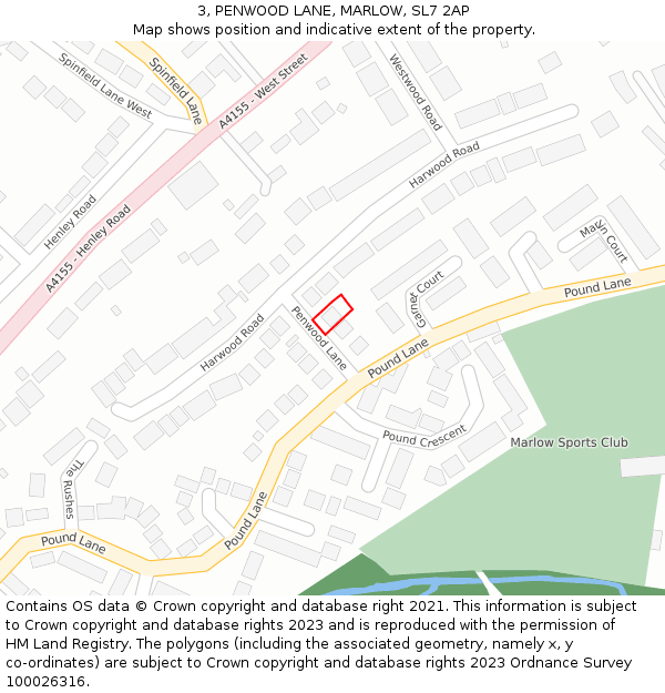 3, PENWOOD LANE, MARLOW, SL7 2AP: Location map and indicative extent of plot