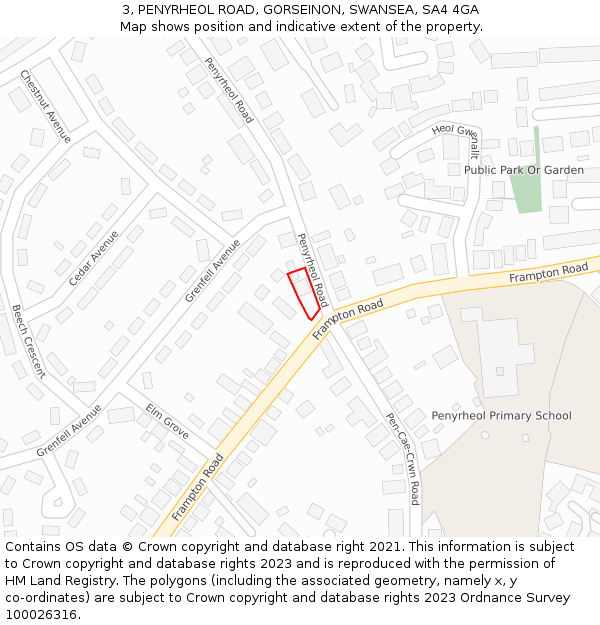 3, PENYRHEOL ROAD, GORSEINON, SWANSEA, SA4 4GA: Location map and indicative extent of plot