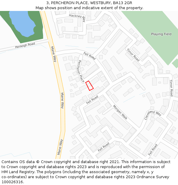 3, PERCHERON PLACE, WESTBURY, BA13 2GR: Location map and indicative extent of plot