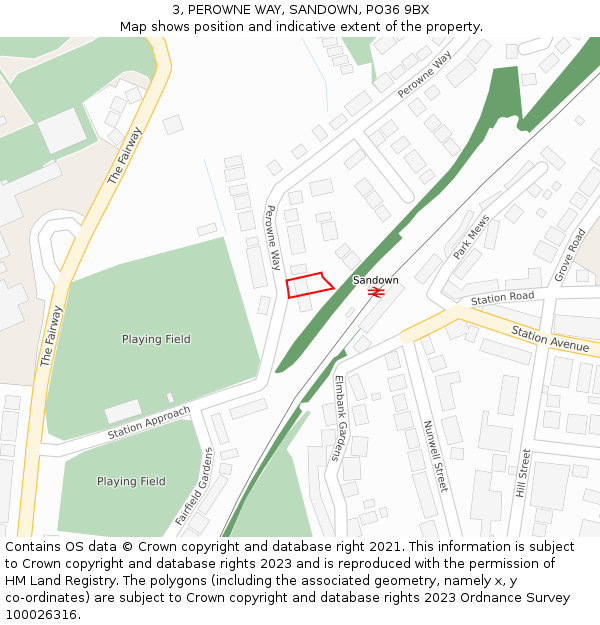 3, PEROWNE WAY, SANDOWN, PO36 9BX: Location map and indicative extent of plot