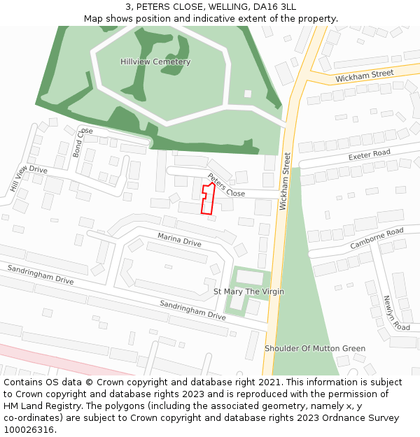 3, PETERS CLOSE, WELLING, DA16 3LL: Location map and indicative extent of plot