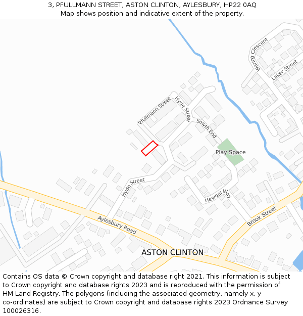 3, PFULLMANN STREET, ASTON CLINTON, AYLESBURY, HP22 0AQ: Location map and indicative extent of plot