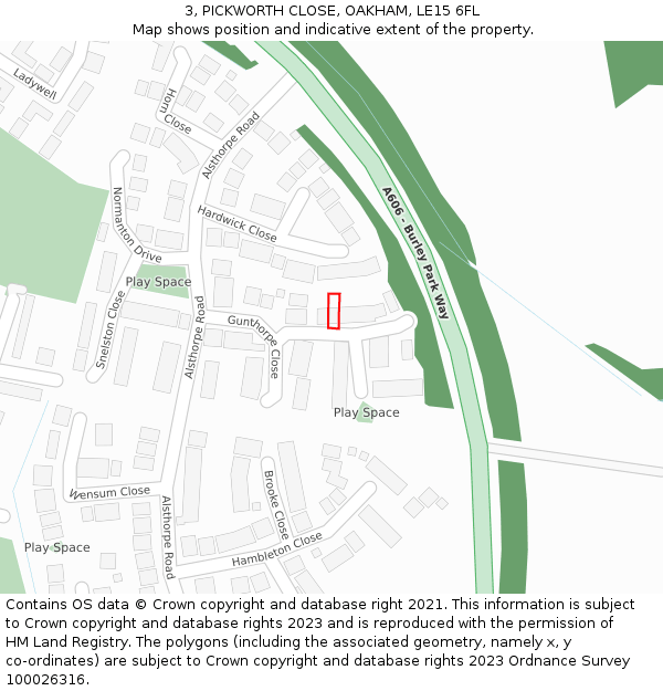 3, PICKWORTH CLOSE, OAKHAM, LE15 6FL: Location map and indicative extent of plot