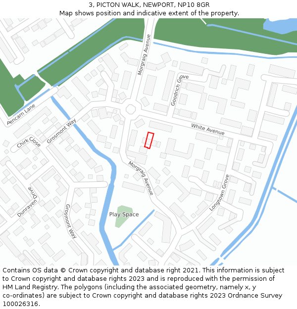 3, PICTON WALK, NEWPORT, NP10 8GR: Location map and indicative extent of plot