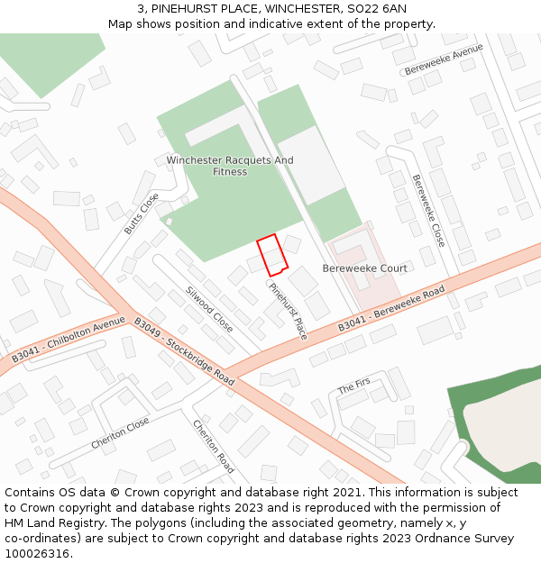 3, PINEHURST PLACE, WINCHESTER, SO22 6AN: Location map and indicative extent of plot