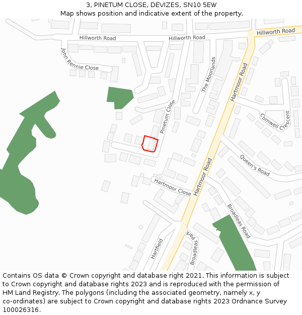 3, PINETUM CLOSE, DEVIZES, SN10 5EW: Location map and indicative extent of plot