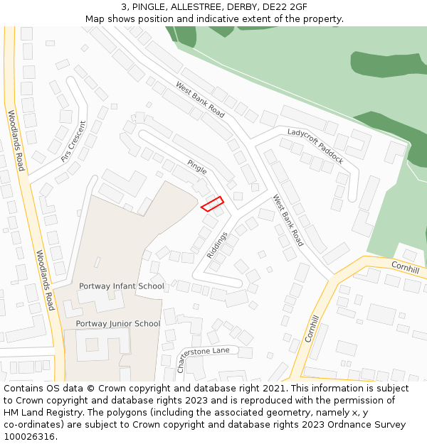 3, PINGLE, ALLESTREE, DERBY, DE22 2GF: Location map and indicative extent of plot