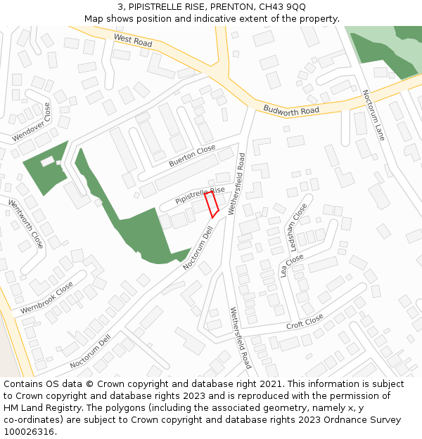 3, PIPISTRELLE RISE, PRENTON, CH43 9QQ: Location map and indicative extent of plot
