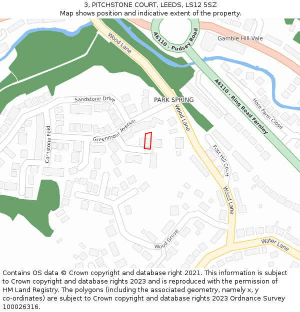 3, PITCHSTONE COURT, LEEDS, LS12 5SZ: Location map and indicative extent of plot