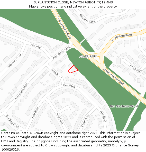 3, PLANTATION CLOSE, NEWTON ABBOT, TQ12 4NS: Location map and indicative extent of plot