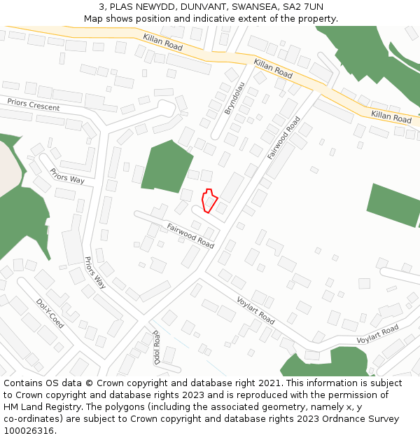 3, PLAS NEWYDD, DUNVANT, SWANSEA, SA2 7UN: Location map and indicative extent of plot