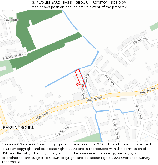 3, PLAYLES YARD, BASSINGBOURN, ROYSTON, SG8 5XW: Location map and indicative extent of plot