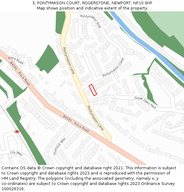 3, PONTYMASON COURT, ROGERSTONE, NEWPORT, NP10 9HF: Location map and indicative extent of plot