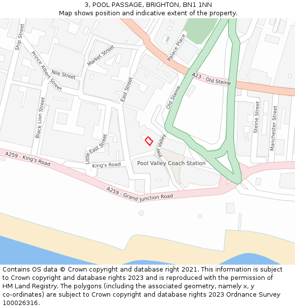 3, POOL PASSAGE, BRIGHTON, BN1 1NN: Location map and indicative extent of plot