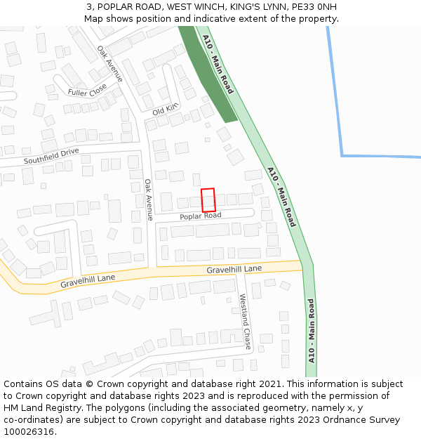 3, POPLAR ROAD, WEST WINCH, KING'S LYNN, PE33 0NH: Location map and indicative extent of plot