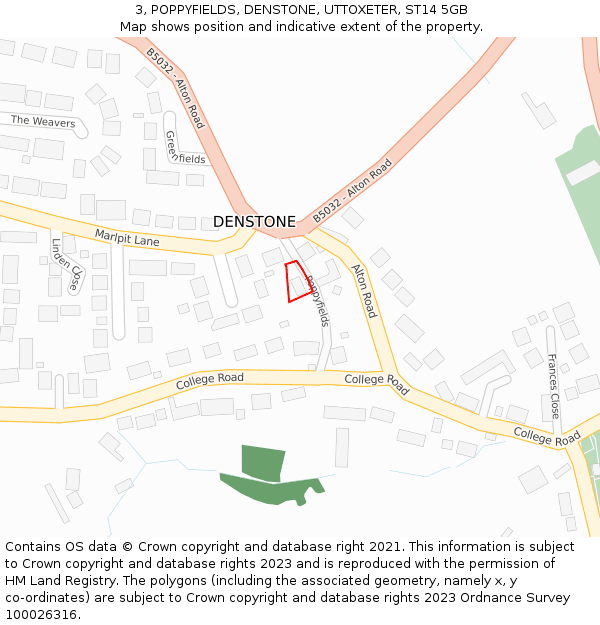 3, POPPYFIELDS, DENSTONE, UTTOXETER, ST14 5GB: Location map and indicative extent of plot