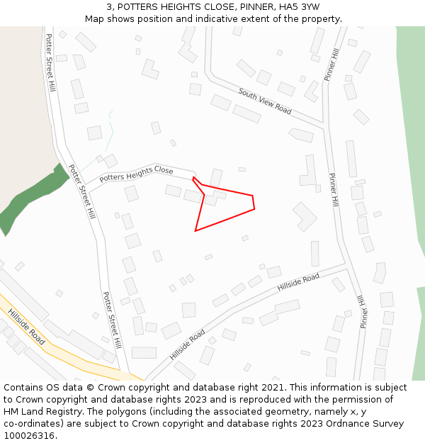 3, POTTERS HEIGHTS CLOSE, PINNER, HA5 3YW: Location map and indicative extent of plot