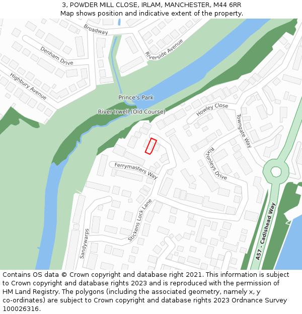 3, POWDER MILL CLOSE, IRLAM, MANCHESTER, M44 6RR: Location map and indicative extent of plot