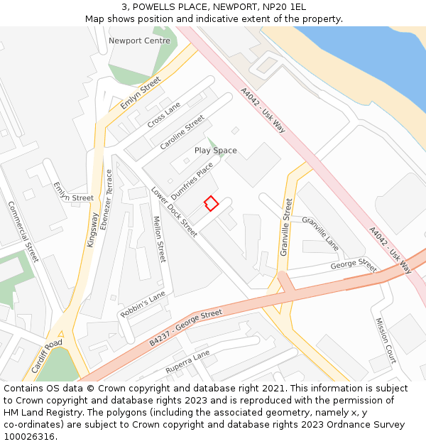 3, POWELLS PLACE, NEWPORT, NP20 1EL: Location map and indicative extent of plot