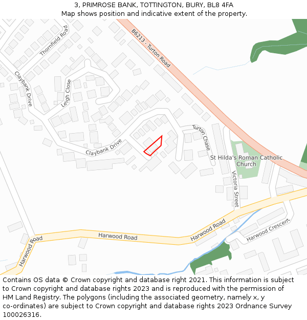 3, PRIMROSE BANK, TOTTINGTON, BURY, BL8 4FA: Location map and indicative extent of plot