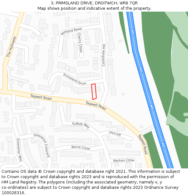 3, PRIMSLAND DRIVE, DROITWICH, WR9 7QR: Location map and indicative extent of plot