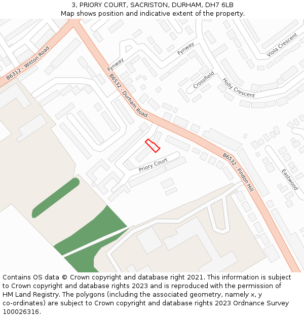 3, PRIORY COURT, SACRISTON, DURHAM, DH7 6LB: Location map and indicative extent of plot