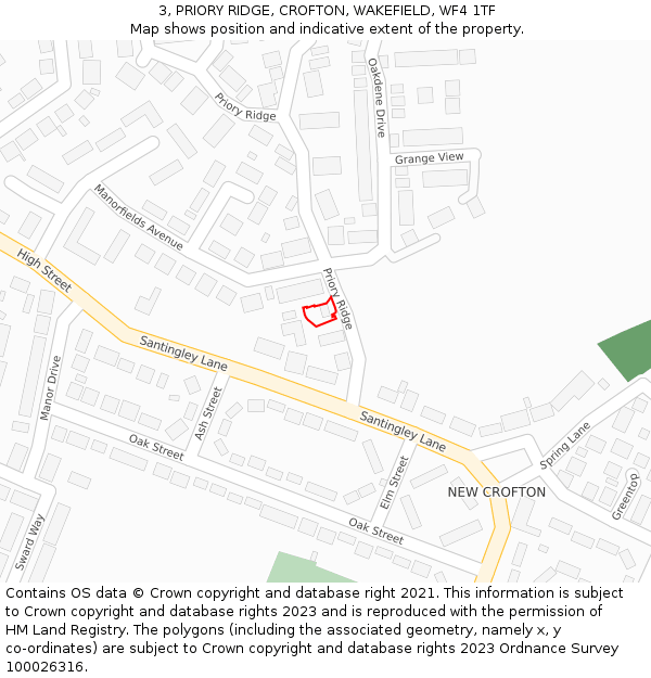 3, PRIORY RIDGE, CROFTON, WAKEFIELD, WF4 1TF: Location map and indicative extent of plot