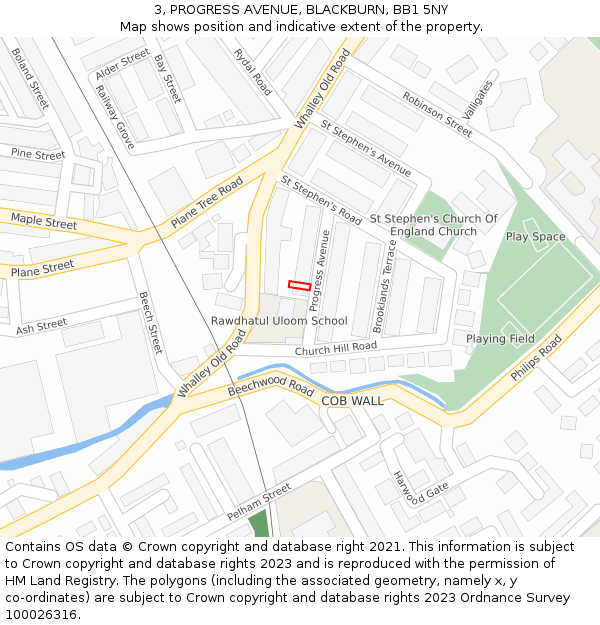 3, PROGRESS AVENUE, BLACKBURN, BB1 5NY: Location map and indicative extent of plot