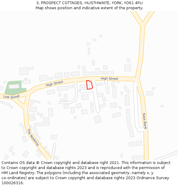 3, PROSPECT COTTAGES, HUSTHWAITE, YORK, YO61 4PU: Location map and indicative extent of plot