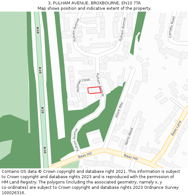 3, PULHAM AVENUE, BROXBOURNE, EN10 7TA: Location map and indicative extent of plot