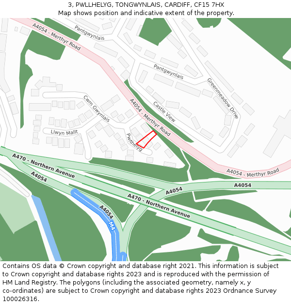 3, PWLLHELYG, TONGWYNLAIS, CARDIFF, CF15 7HX: Location map and indicative extent of plot