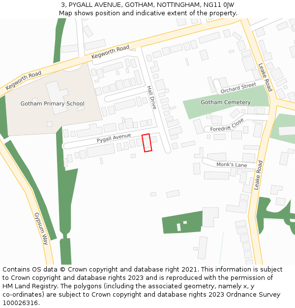 3, PYGALL AVENUE, GOTHAM, NOTTINGHAM, NG11 0JW: Location map and indicative extent of plot