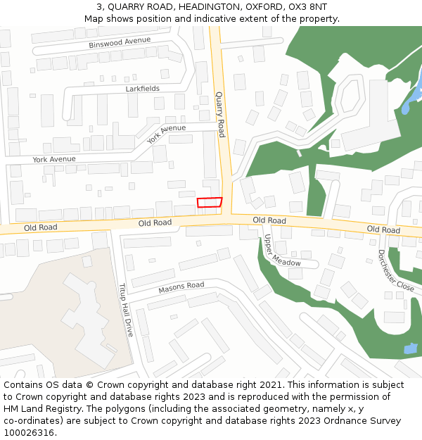 3, QUARRY ROAD, HEADINGTON, OXFORD, OX3 8NT: Location map and indicative extent of plot