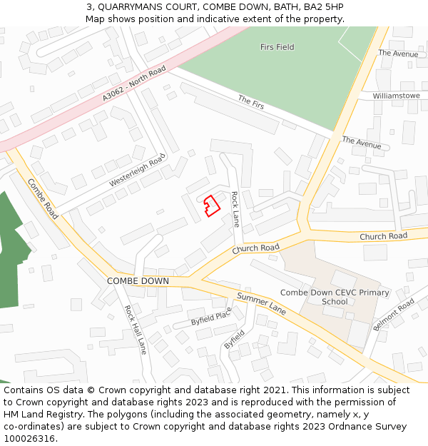 3, QUARRYMANS COURT, COMBE DOWN, BATH, BA2 5HP: Location map and indicative extent of plot