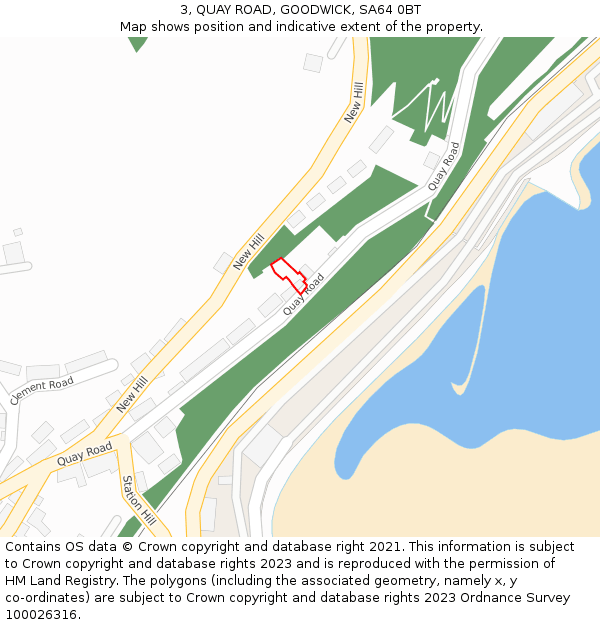 3, QUAY ROAD, GOODWICK, SA64 0BT: Location map and indicative extent of plot