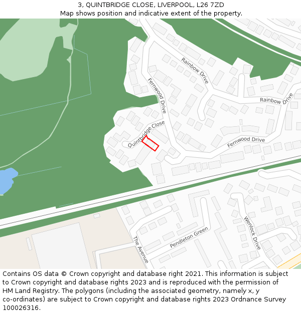 3, QUINTBRIDGE CLOSE, LIVERPOOL, L26 7ZD: Location map and indicative extent of plot