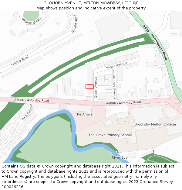 3, QUORN AVENUE, MELTON MOWBRAY, LE13 0JE: Location map and indicative extent of plot