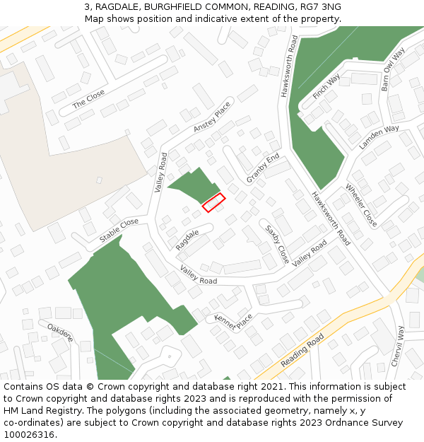 3, RAGDALE, BURGHFIELD COMMON, READING, RG7 3NG: Location map and indicative extent of plot