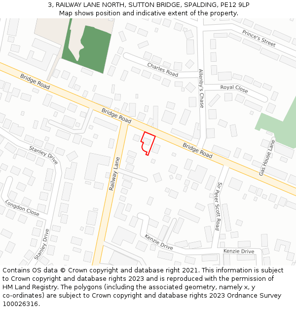 3, RAILWAY LANE NORTH, SUTTON BRIDGE, SPALDING, PE12 9LP: Location map and indicative extent of plot