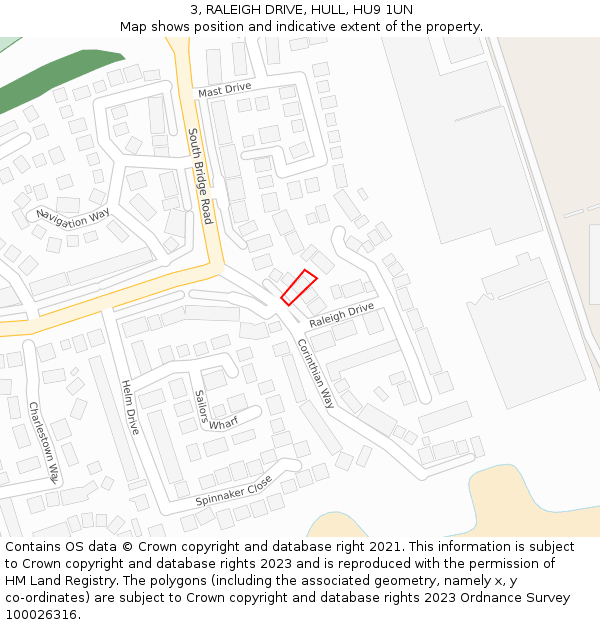 3, RALEIGH DRIVE, HULL, HU9 1UN: Location map and indicative extent of plot