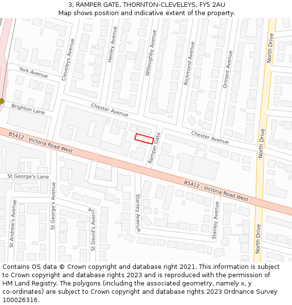 3, RAMPER GATE, THORNTON-CLEVELEYS, FY5 2AU: Location map and indicative extent of plot