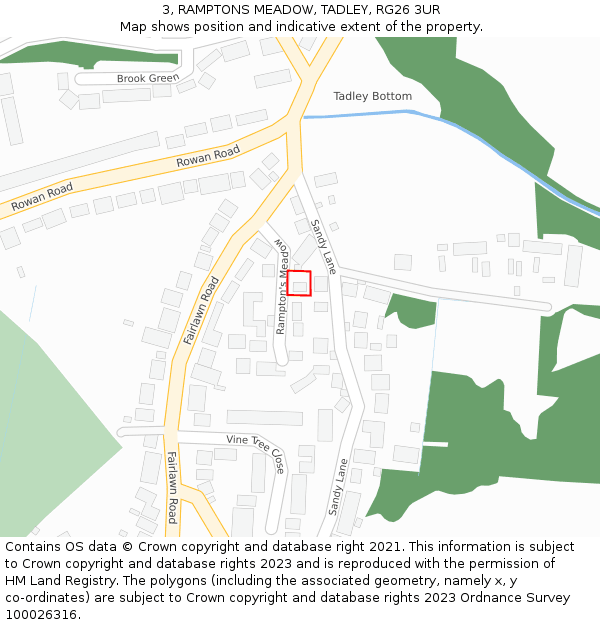 3, RAMPTONS MEADOW, TADLEY, RG26 3UR: Location map and indicative extent of plot
