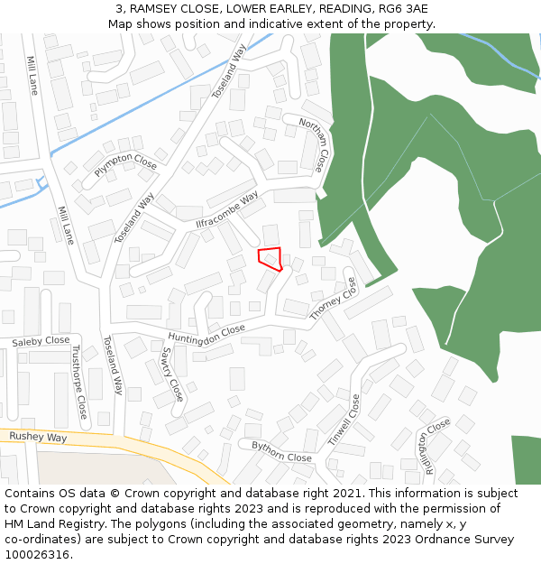 3, RAMSEY CLOSE, LOWER EARLEY, READING, RG6 3AE: Location map and indicative extent of plot