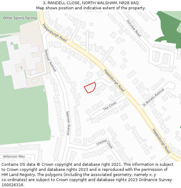 3, RANDELL CLOSE, NORTH WALSHAM, NR28 9AQ: Location map and indicative extent of plot