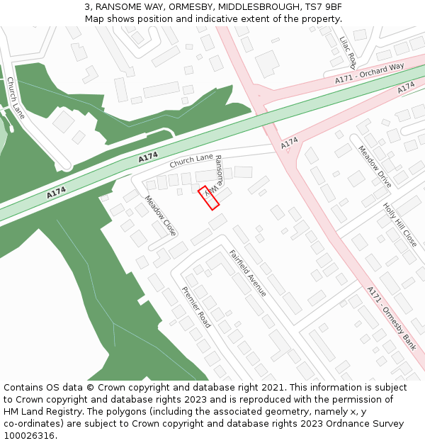 3, RANSOME WAY, ORMESBY, MIDDLESBROUGH, TS7 9BF: Location map and indicative extent of plot